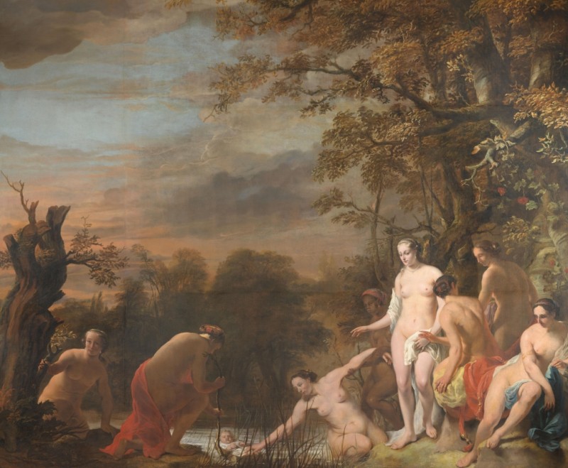 Die Auffindung des Moses. Pharaos Tochter findet Moses im Binsenkörbchen, c.1660/63 | Ferdinand Bol | Giclée Leinwand-Kunstdruck