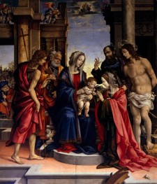 The Mystical Marriage of St Catherine of Alexandria with the Sts John the Baptist, Peter, Paul and Sebastian, 1501 | Filippino Lippi