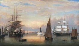 Der Hafen von Boston, 1856 von Fitz Henry Lane | Leinwand Kunstdruck
