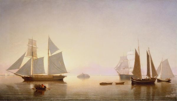 Becalmed off Halfway Rock, 1860 | Fitz Henry Lane | Giclée Leinwand Kunstdruck