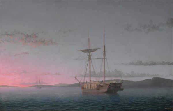 Holzfällerschoner am Abend in der Penobscot Bay, 1863 | Fitz Henry Lane | Giclée Leinwand Kunstdruck