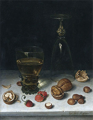 Floris van Dijck | Still Life with Walnuts, Hazelnuts and Strawberries, 1611 | Giclée Canvas Print