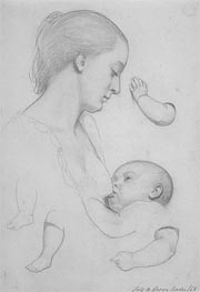 The Young Mother, 1848 von Ford Madox Brown | Papier-Kunstdruck