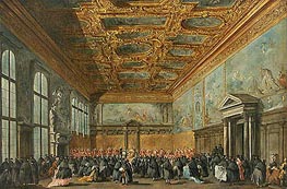The Doge of Venice Grants an Audience in the Sala del Collegio in the Ducal Palace, c.1775/80 by Francesco Guardi | Canvas Print