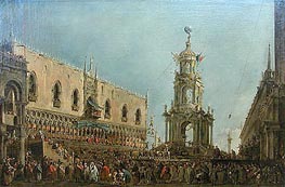 The Doge in the Shrove Tuesday Festival on the Piazzetta, Venice, c.1775/80 by Francesco Guardi | Canvas Print