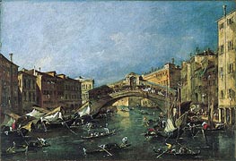 View of the Rialto, Venice from the Grand Canal, c.1780/90 by Francesco Guardi | Canvas Print