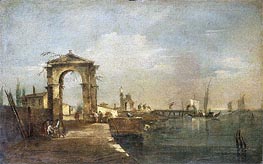 Landscape with a Wharf, Venice, undated by Francesco Guardi | Canvas Print