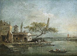 A View of the Island of Anconetta with the Torre di Marghera Beyond, c.1788/90 von Francesco Guardi | Leinwand Kunstdruck