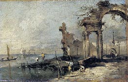 Capriccio with Ruins, undated von Francesco Guardi | Leinwand Kunstdruck