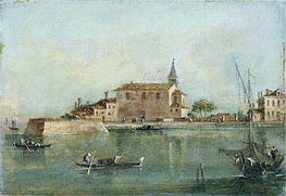 Capriccio with Buildings, a Fishing Boat and Gondolas in the Foreground, undated von Francesco Guardi | Leinwand Kunstdruck