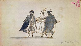 Three Masked Figures in Carnival Costume | Francesco Guardi | Painting Reproduction