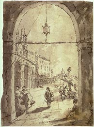 Venetian Scene, undated von Francesco Guardi | Papier-Kunstdruck
