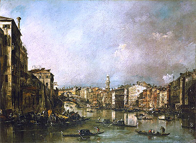 View up the Grand Canal Toward the Rialto, c.1785 | Francesco Guardi | Giclée Leinwand Kunstdruck