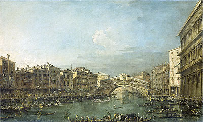 Regatta at the Grand Canal at the Rialto Bridge in Venice, c.1780/93 | Francesco Guardi | Giclée Leinwand Kunstdruck