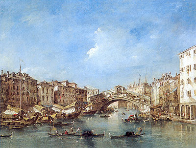 Venice: the Grand Canal with the Riva del Vin and Rialto Bridge, c.1770 | Francesco Guardi | Giclée Leinwand Kunstdruck