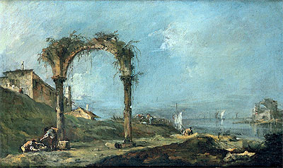 View of a Ruined Arch and the Venice Lagoon, c.1770/75 | Francesco Guardi | Giclée Canvas Print