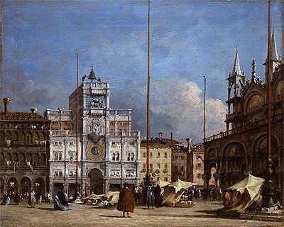 The Square at St. Mark's, Venice - A View of the Facade of the Torre dell' Orologio, c.1785 | Francesco Guardi | Giclée Canvas Print