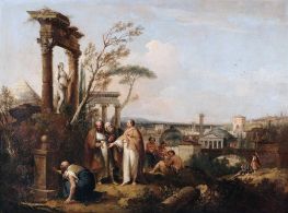 Cicero entdeckt das Grabmal des Archimedes, 1747 von Francesco Zuccarelli | Leinwand Kunstdruck