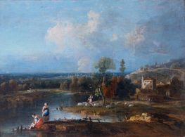 Landscape with Figures and Flocks | Francesco Zuccarelli | Painting Reproduction