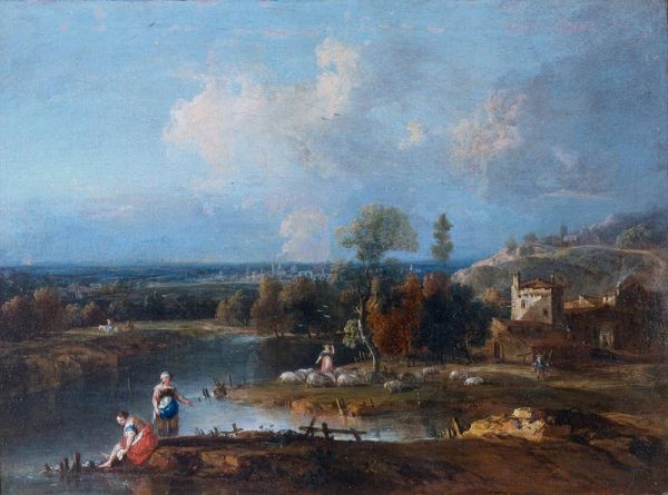 Landscape with Figures and Flocks, c.1735/45 | Francesco Zuccarelli | Giclée Canvas Print