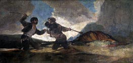 Kampf mit Knüppeln auf den Tod, c.1820/23 von Goya | Leinwand Kunstdruck