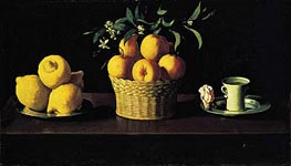 Still Life with Oranges, Lemons and Rose, 1633 von Zurbaran | Leinwand Kunstdruck