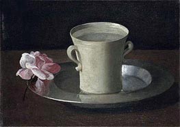 A Cup of Water and a Rose on a Silver Plate | Zurbaran | Painting Reproduction