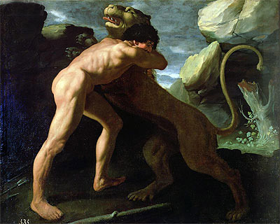 Hercules Fighting with the Nemean Lion, n.d. | Zurbaran | Giclée Leinwand Kunstdruck