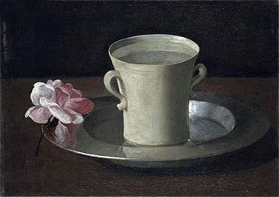 Ein Becher Wasser und eine Rose auf einem Silbernen Teller, c.1630 | Zurbaran