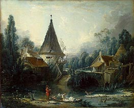 Landscape Near Beauvais, c.1740 von Boucher | Leinwand Kunstdruck