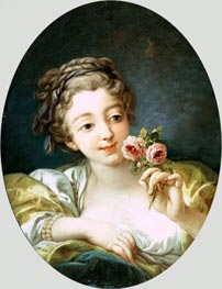 Girl with Roses, c.1760 von Boucher | Leinwand Kunstdruck