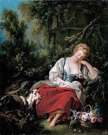 Dreaming Shepherdess, c.1760/63 von Boucher | Leinwand Kunstdruck
