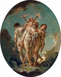 The Three Graces carrying Amor, God of Love, undated by Boucher | Canvas Print