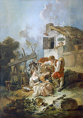 Man Offering Grapes to a Girl, 1752 | Boucher | Giclée Leinwand Kunstdruck
