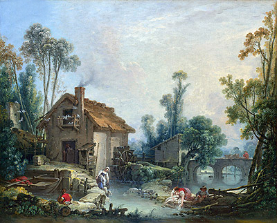 Boucher | Landscape with a Watermill, 1755 | Giclée Canvas Print