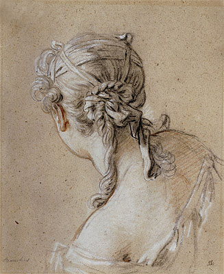Head of a Woman from Behind, c.1740 | Boucher | Giclée Papier-Kunstdruck