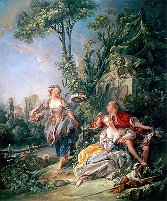 Liebende im Park, n.d. von Boucher | Leinwand-Kunstdruck