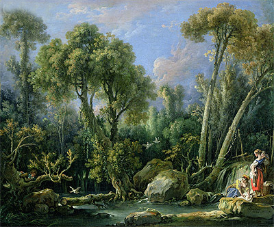 Laundresses in a Landscape, 1760 | Boucher | Giclée Leinwand Kunstdruck
