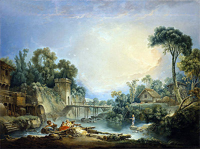Die ländliche Brücke, c.1756 von Boucher | Leinwand-Kunstdruck