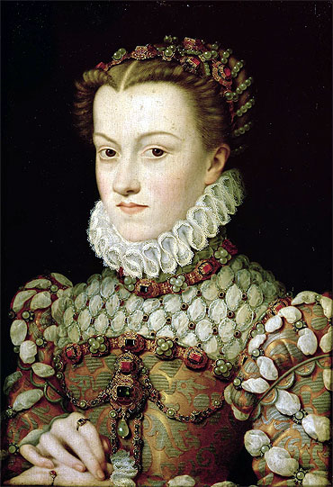 Portrait of Elizabeth of Austria Queen of France, 1571 | Francois Clouet | Giclée Leinwand Kunstdruck