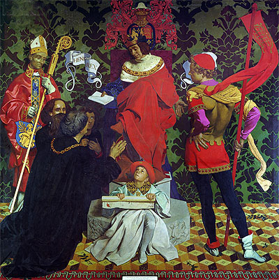 John Cabot and his Sons Receive the Charter from Henry VII to Sail in Search of New Lands, 1910 | Frank Cadogan Cowper | Giclée Canvas Print