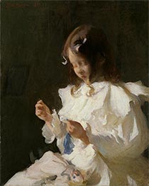 Child Sewing | Frank Weston Benson | Painting Reproduction