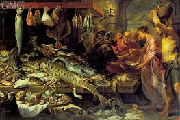 Fish Market (with Figures by van Dyck), c.1618/20 von Frans Snyders | Leinwand Kunstdruck