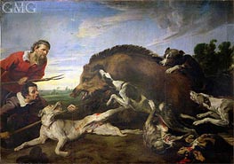 The Wild Boar Hunt, c.1640 by Frans Snyders | Canvas Print
