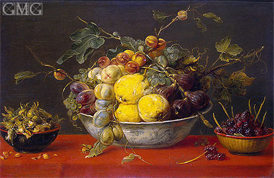 Fruit in a Bowl on a Red Cloth, c.1640 | Frans Snyders