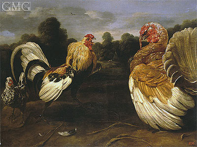 Fight of a Rooster and a Turkey Cock, c.1610 | Frans Snyders
