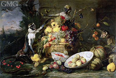 Frans Snyders | Three Monkeys Stealing Fruit, 1640 | Giclée Canvas Print