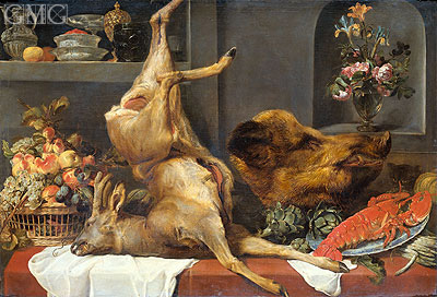 Still Life with a Large Dead Game, Fruit and Flowers, 1657 | Frans Snyders | Giclée Canvas Print