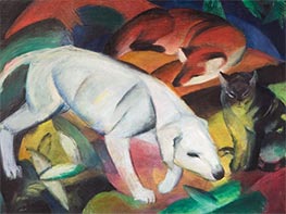 Drei Tiere (Hund, Fuchs und Katze), 1912 von Franz Marc | Leinwand Kunstdruck