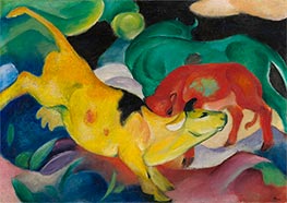 Cows, red, green, yellow | Franz Marc | Painting Reproduction